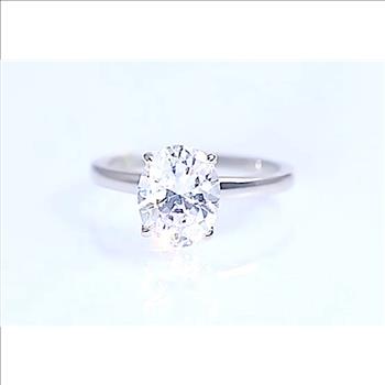 925 Sterling Silver Moissanite 1.0ct Oval Cut Solitaire Ring