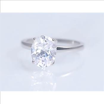 925 Sterling Silver Moissanite 1.0ct Oval Cut Solitaire Ring