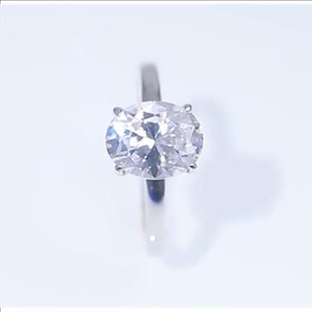 925 Sterling Silver Moissanite 1.0ct Oval Cut Solitaire Ring