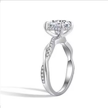 925 Sterling Silver Moissanite 2.0ct Oval Twist Ring