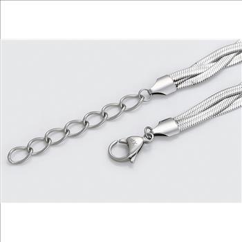 9.0mm Platinum Plated Twisted Serpentine Necklace