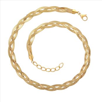 9.0mm 14K Gold Plated Twisted Serpentine Necklace