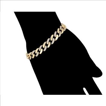Iced Out 9.0mm 14K Gold Plated Cuban Link Bracelet