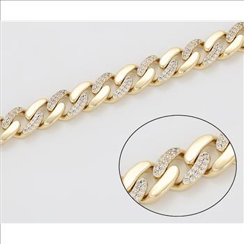 Iced Out 9.0mm 14K Gold Plated Cuban Link Bracelet