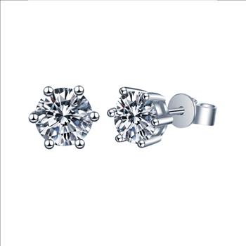925 Sterling Silver Moissanite 3.0ct each Stud Earrings
