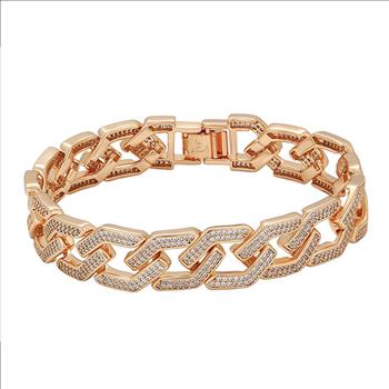 Iced Out 13.0mm 18K Gold Plated Cuban Link Bracelet