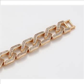 Iced Out 13.0mm 18K Gold Plated Cuban Link Bracelet