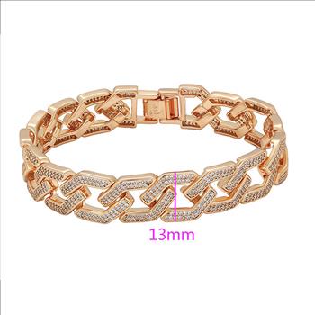 Iced Out 13.0mm 18K Gold Plated Cuban Link Bracelet