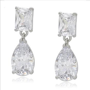 2.0ct Pear Cut Simulated Diamond Platinum Plated Dangle Earrings
