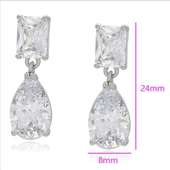2.0ct Pear Cut Simulated Diamond Platinum Plated Dangle Earrings