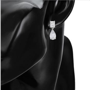 2.0ct Pear Cut Simulated Diamond Platinum Plated Dangle Earrings