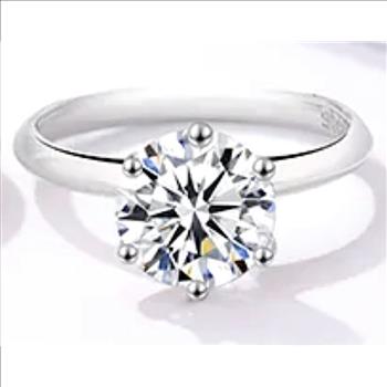 925 Sterling Silver Moissanite 3.0ct Solitaire Ring