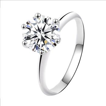 925 Sterling Silver Moissanite 3.0ct Solitaire Ring