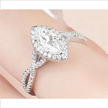 925 Sterling Silver Moissanite 1.0ct Marquise Cut Twist Band Ring