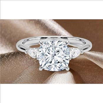 925 Sterling Silver Moissanite 2.0ct Three Stone Ring