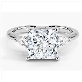 925 Sterling Silver Moissanite 2.0ct Princess Cut Three Stone Ring