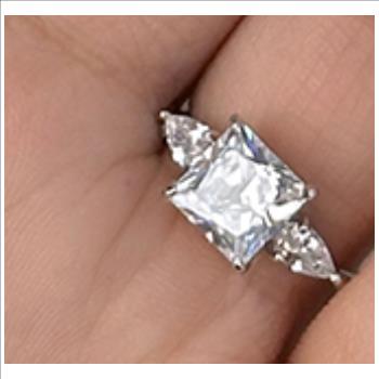 925 Sterling Silver Moissanite 2.0ct Princess Cut Three Stone Ring