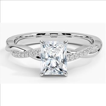 925 Sterling Silver Moissanite 3.0ct Emerald Cut Twist Band Ring