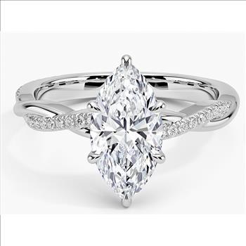 925 Sterling Silver Moissanite 2.0ct Marquise Cut Twist Band Ring