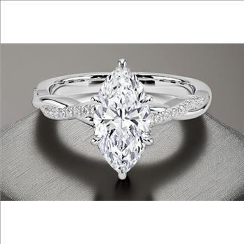 925 Sterling Silver Moissanite 2.0ct Marquise Cut Twist Band Ring