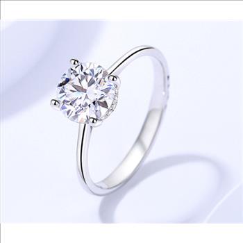 925 Sterling Silver Moissanite 1.0ct Solitaire Ring