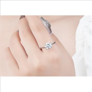 925 Sterling Silver Moissanite 1.0ct Solitaire Ring