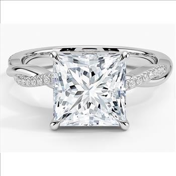 925 Sterling Silver Moissanite 3.0ct Princess Cut Twist Band Ring