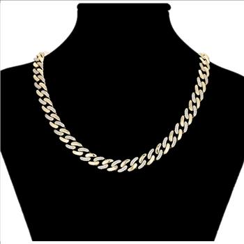 Iced Out 9.0mm 14K Gold Plated Cuban Link Necklace