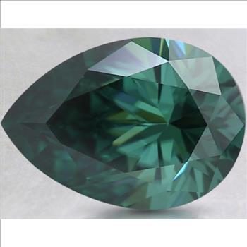 Moissanite Unmounted 2.0ct Vivid Green Pear Cut Stone