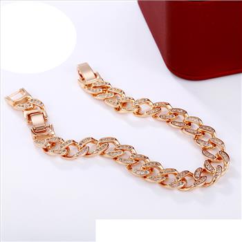 Iced Out 9.0mm 18K Gold Plated Cuban Link Bracelet