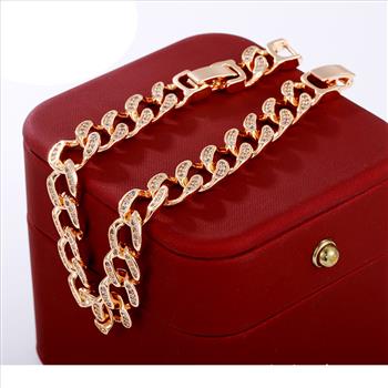 Iced Out 9.0mm 18K Gold Plated Cuban Link Bracelet