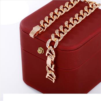 Iced Out 9.0mm 18K Gold Plated Cuban Link Bracelet