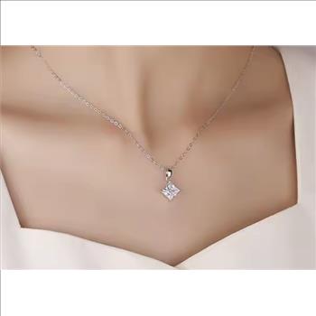 925 Sterling Silver 2.0ct Princess Cut Simulated Diamond Necklace