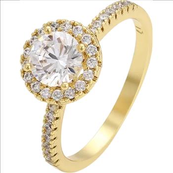 1.0ct Simulated Diamond 14K Gold Plated Halo Ring.