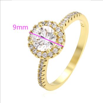 1.0ct Simulated Diamond 14K Gold Plated Halo Ring.