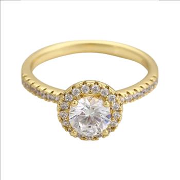 1.0ct Simulated Diamond 14K Gold Plated Halo Ring.