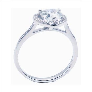 925 Sterling Silver Moissanite 1.0ct Heart Halo Ring
