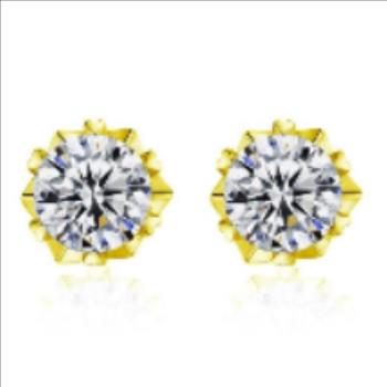 925 Sterling Silver Moissanite 1.0ct 18K Gold Plated Stud Earrings