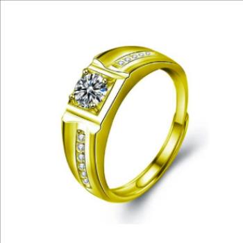 925 Sterling Silver Moissanite 1.0ct 18K Plated Mens Ring