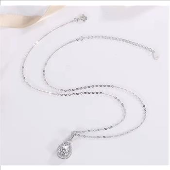 925 Sterling Silver 2.0ct Simulated Diamond Halo Necklace