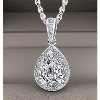 925 Sterling Silver 2.0ct Simulated Diamond Halo Necklace