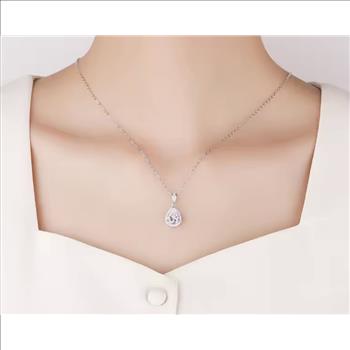 925 Sterling Silver 2.0ct Simulated Diamond Halo Necklace
