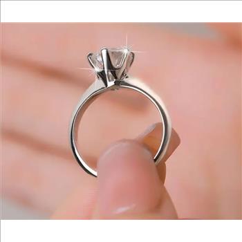 925 Sterling Silver Moissanite 1.0ct Solitaire Ring