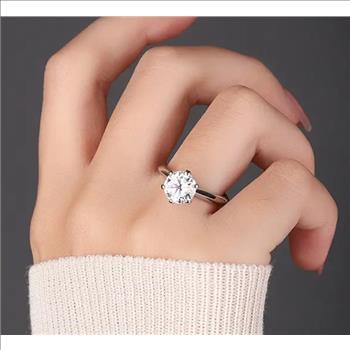 925 Sterling Silver Moissanite 1.0ct Solitaire Ring