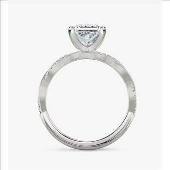 925 Sterling Silver Moissanite 2.0ct Princess Cut Twist Band Ring