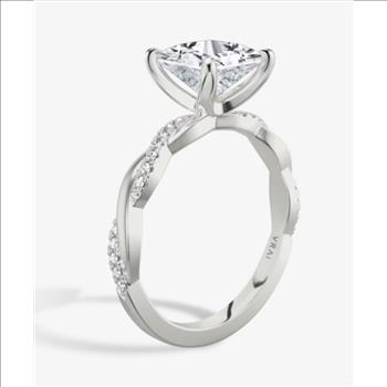 925 Sterling Silver Moissanite 2.0ct Princess Cut Twist Band Ring