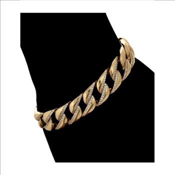 Iced Out 14.0mm 18K Gold Plated Cuban Link Bracelet
