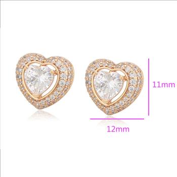 1.0ct Each 18K Gold Plated Heart Cut Simulated Diamond Halo Earrings