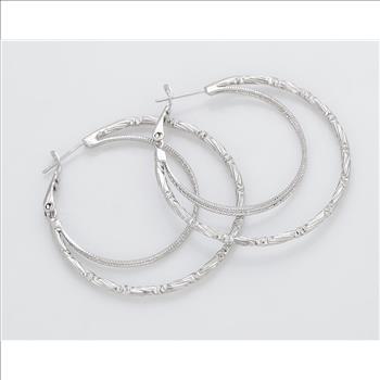Platinum Plated 42.0mm Double Hoop Earrings