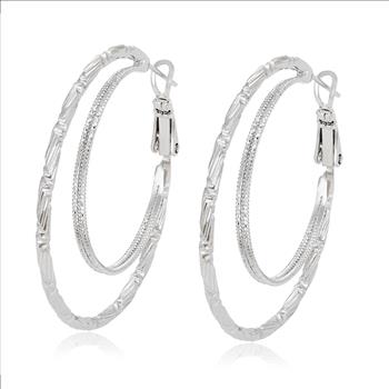 Platinum Plated 42.0mm Double Hoop Earrings
